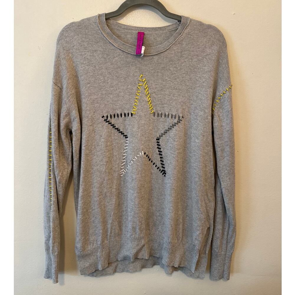 Zaket & Plover Threaded Star Cotton Cashmere Sweater Gray Size S
